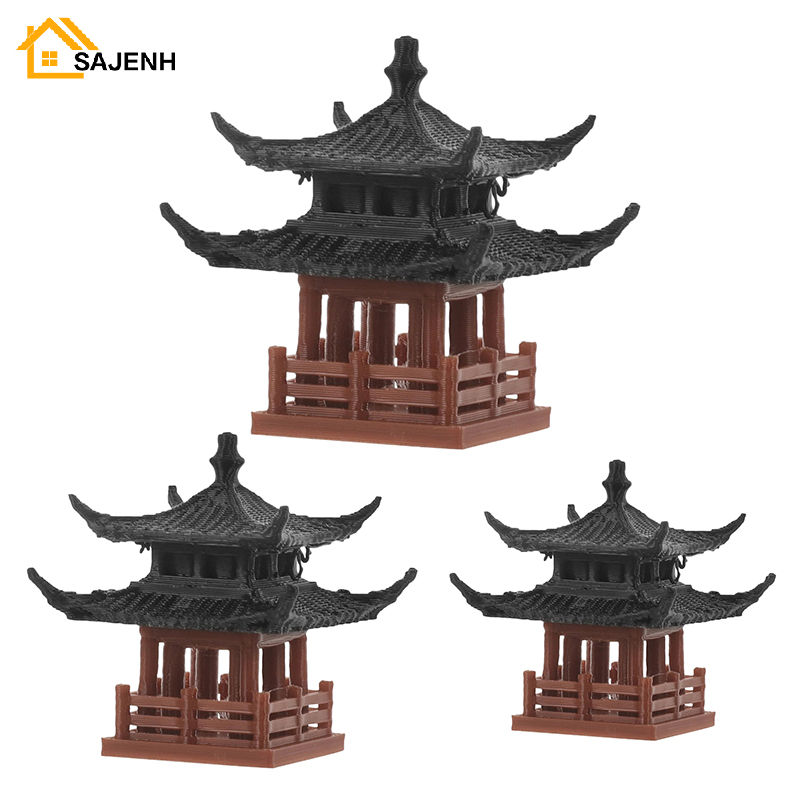 Japanese Garden Bonsai - มินิเจดีย์รูปปั้น Fairy Garden Decor อาคารโบราณญี่ปุ่น Pavilion