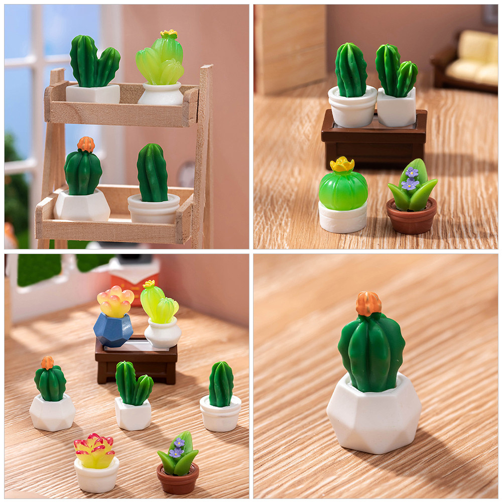 8 ชิ้น ต้นกระบองเพชรบอนไซเรซิ่ - Bonsai Garden For Desk บทวิจารณ์และราคา