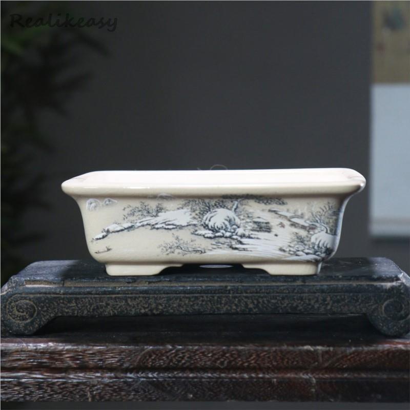 กระถางเซรามิกใส่ดอกไม้สีม่วงขน - Japanese Garden Bonsai บทวิจารณ์และราคา